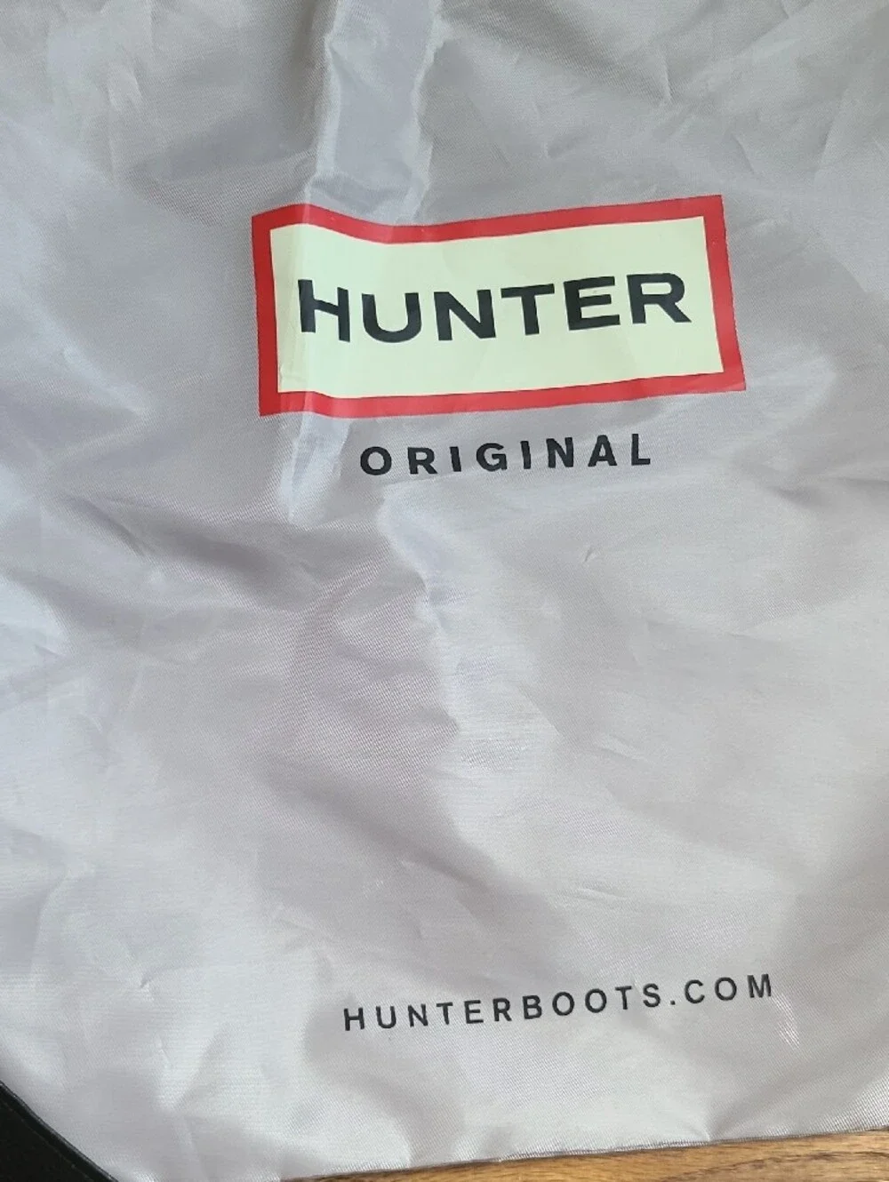 Hunter Light Gray Drawstring Backpack with Black Cords